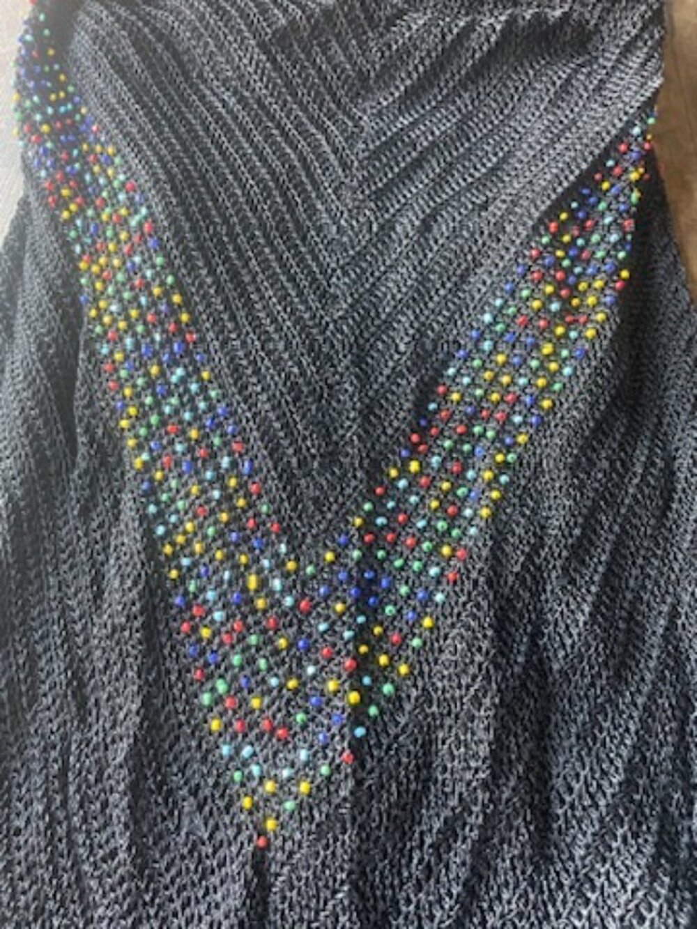 Vintage Knit Mesh Maxi Dress with Beading and Fringe   I   Size  M - Picture 10 of 13